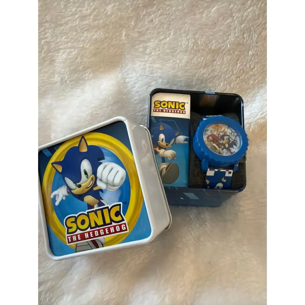 Accutime Sonic The Hedgehog Kids Flashing LCD Digital Watch Blue w/ Tin NEW